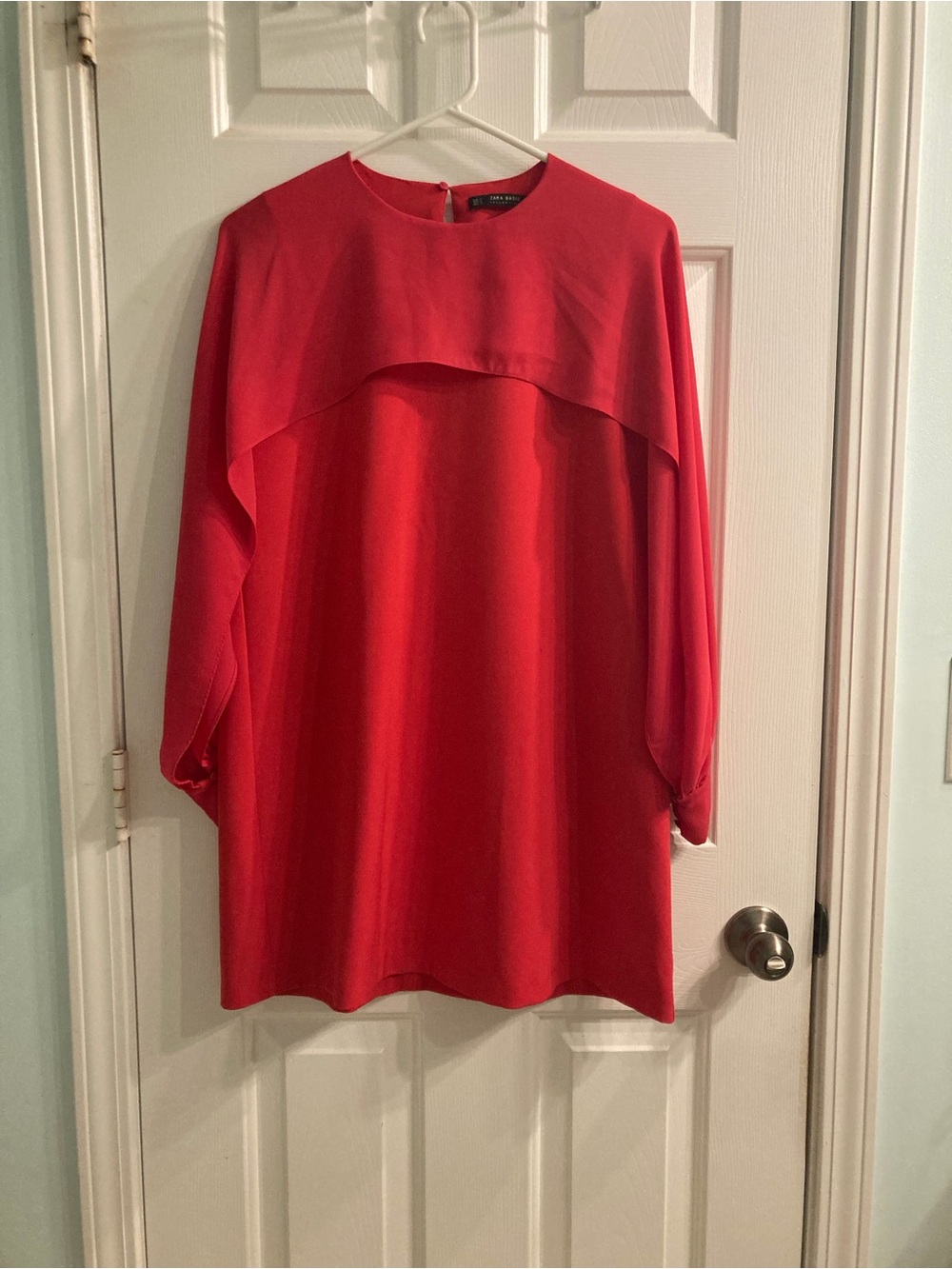 Zara Red Midi Dress with Overlay Yoke